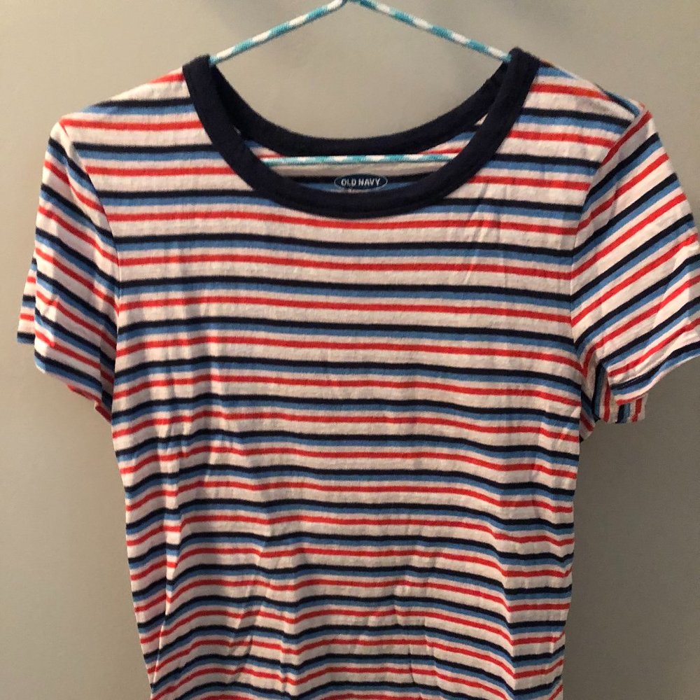 Red, White, and Blue Striped T-shirt